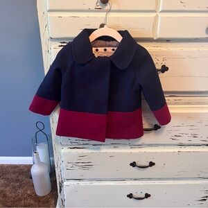 Cherokee Navy and Burgundy Girls Pea Coat. Size 18 months.